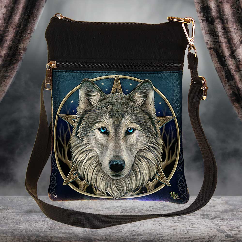 Small The Wild One Fantasy Wolf Shoulder Bag by Lisa Parker