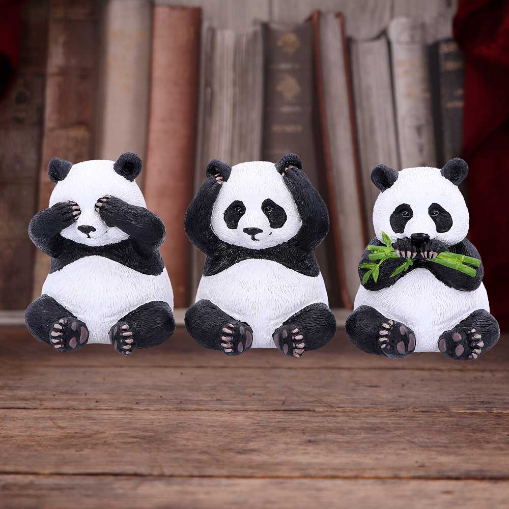 Three Wise Pandas Bear Ornaments