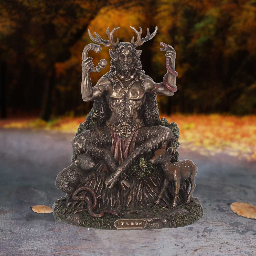 Cernunnos and Animals Horned God Bronze Figurine