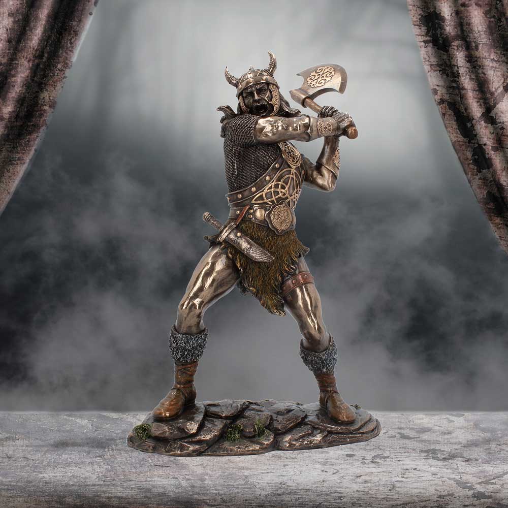 Berserker bronze Viking medium warrior figurine with axe