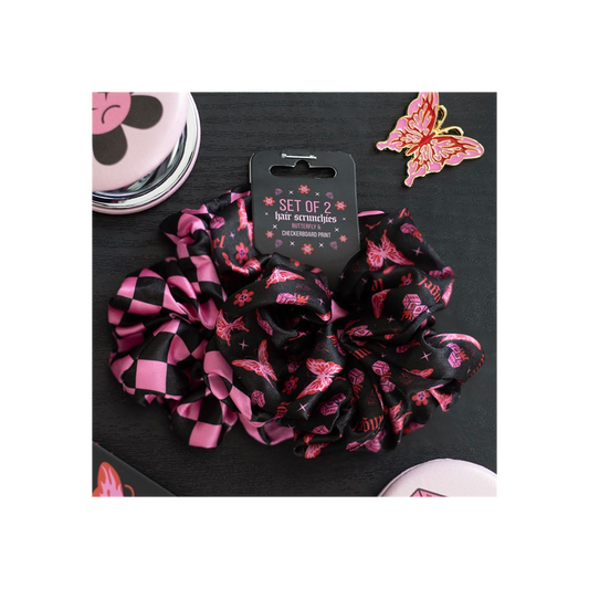 Set of 2 Rebel Butterfly and Checkerboard Hair Scrunchies