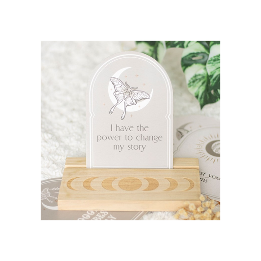 Luna Moth Affirmation Cards with Wooden Stand