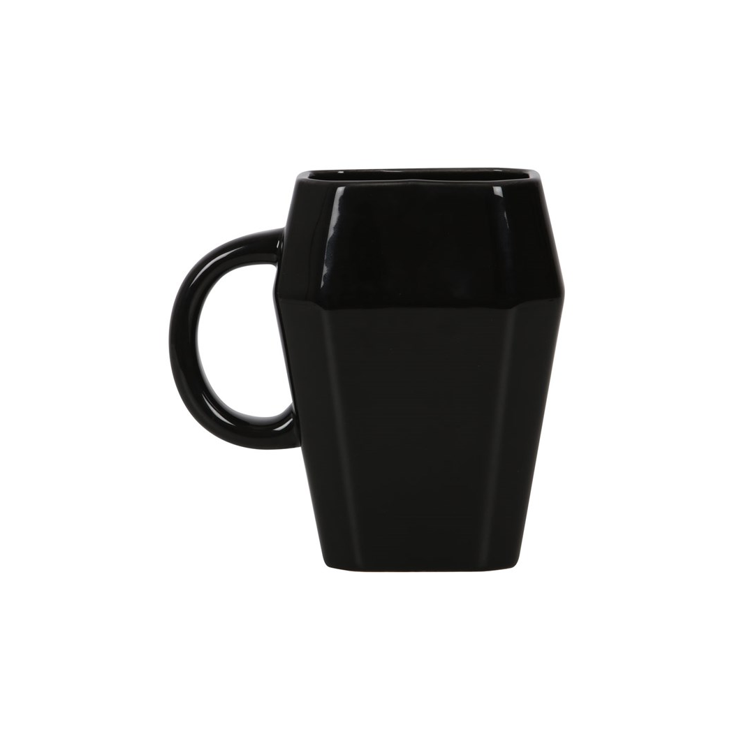 Death Before Decaf Coffin Mug