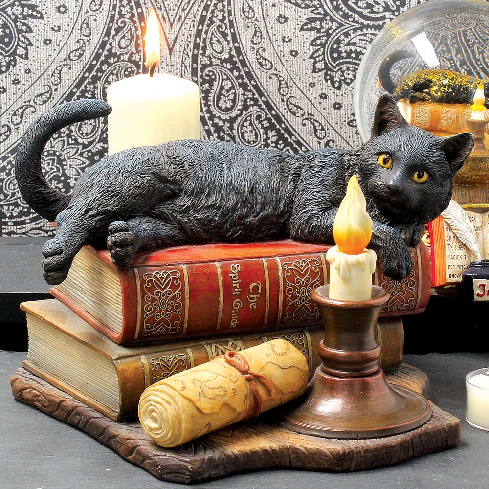 Witching Hour Cat Figurine by Lisa Parker Black Cat & Candle Ornament