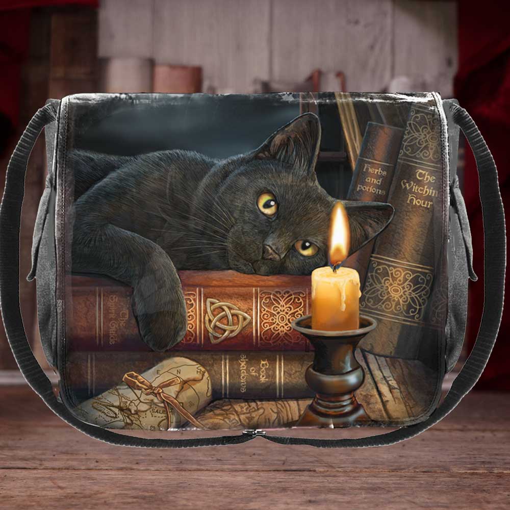 Witching Hour Cat Messenger Bag by Lisa Parker