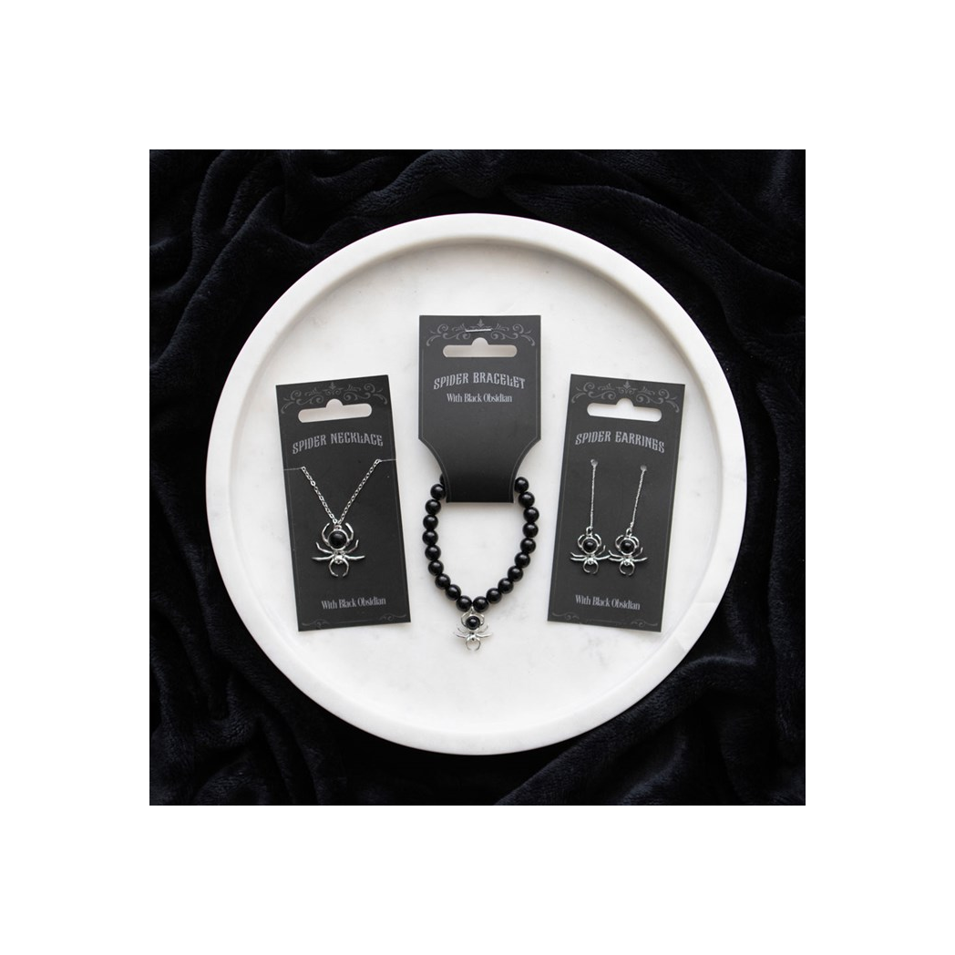 Black Obsidian Spider Pendant Necklace