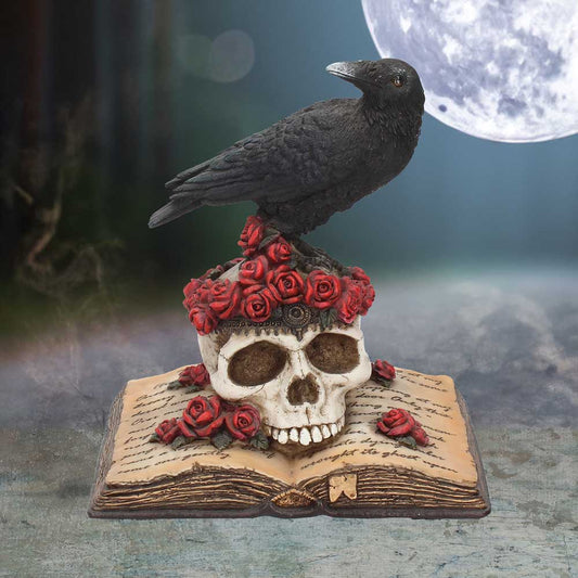 Heartaches Reflection Raven Figurine Skull Rose Valentine Ornament