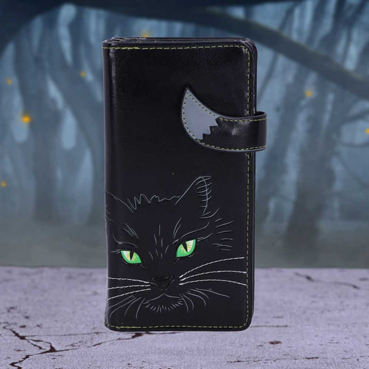 Black Lucky Cat Purse Embossed Eye Tail Wallet