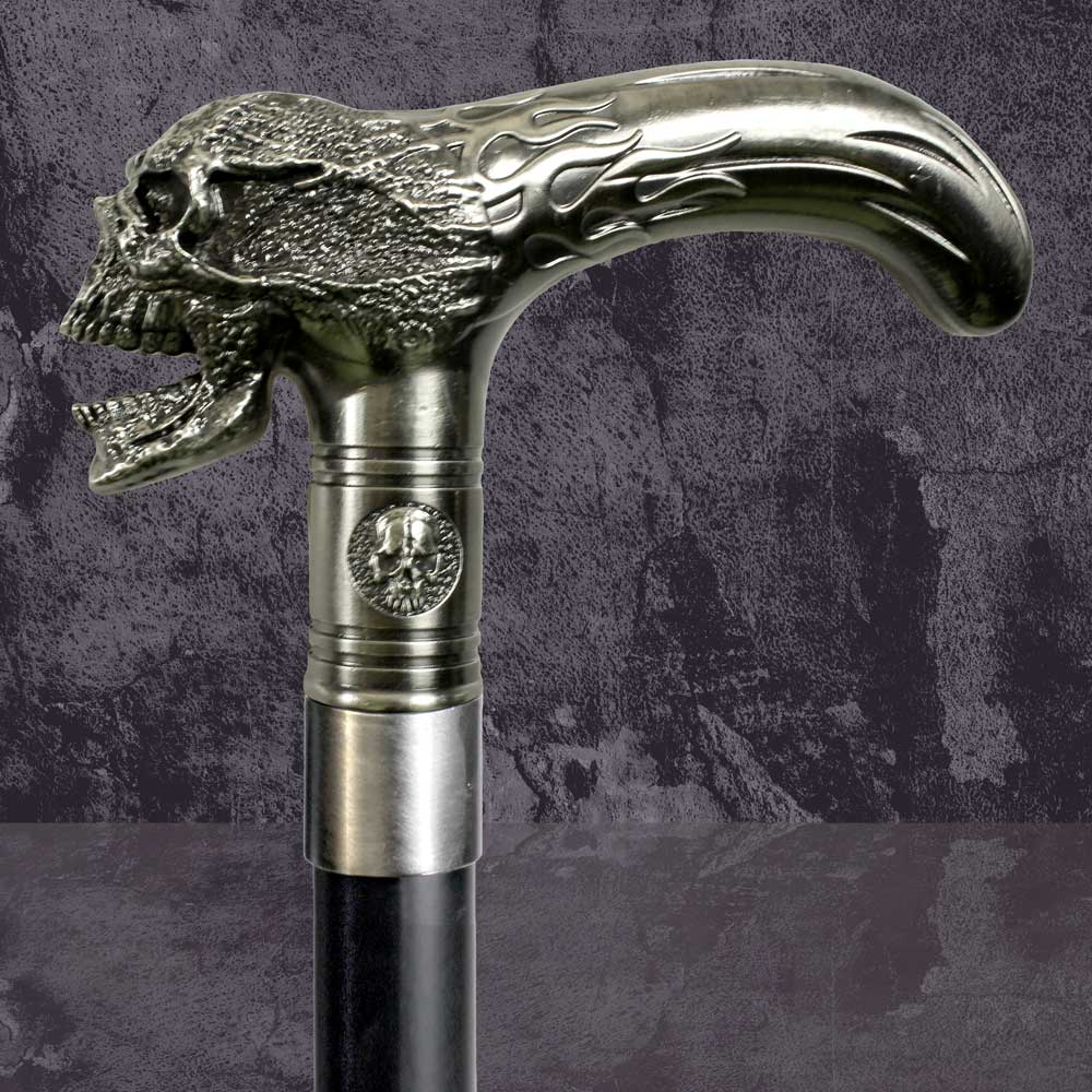 Xenocane Flamed Skull Swaggering Cane 89cm