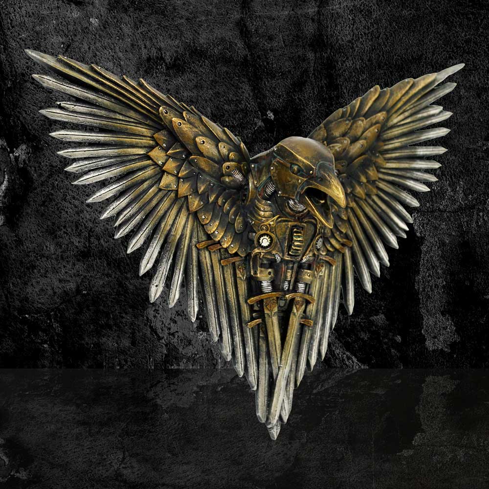 Blade Raven Plaque Steampunk Sword Crow Wall Hanging