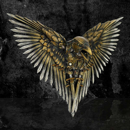 Blade Raven Plaque Steampunk Sword Crow Wall Hanging