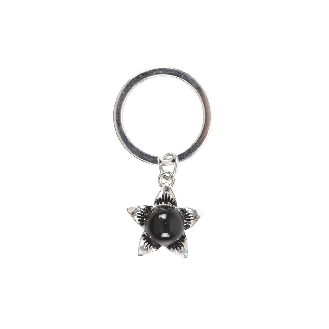Deadly Nightshade Keyring with Black Obsidian