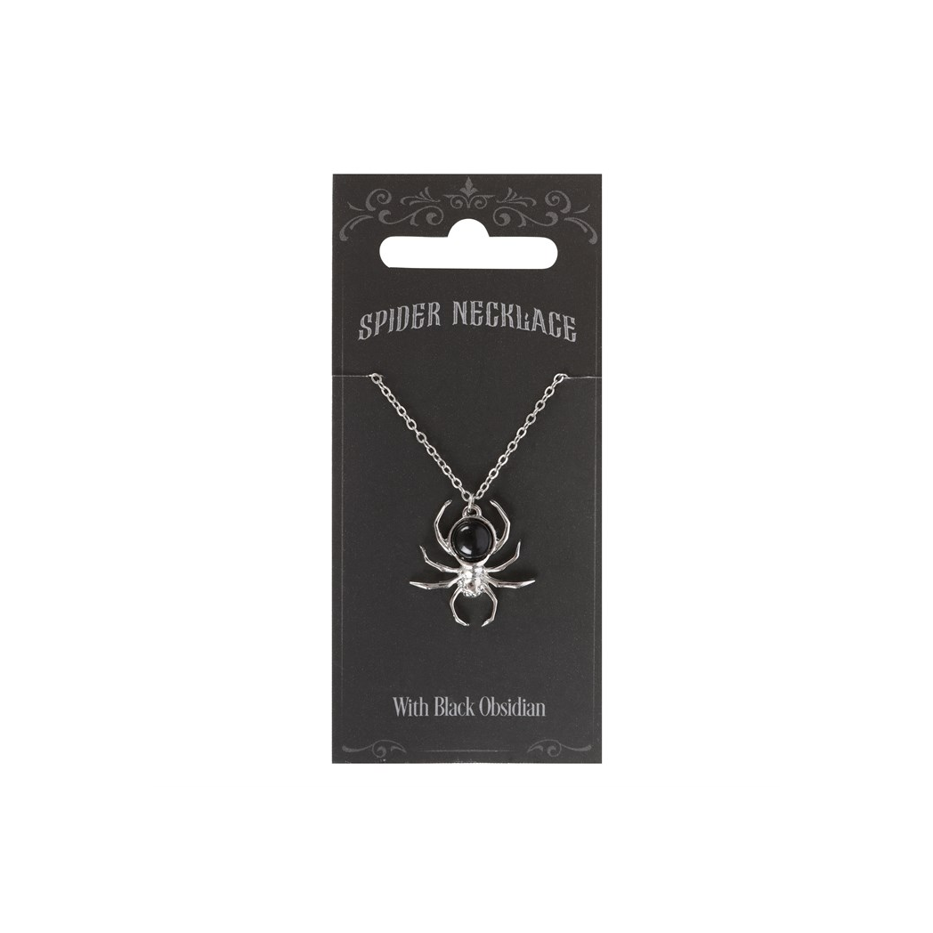 Black Obsidian Spider Pendant Necklace