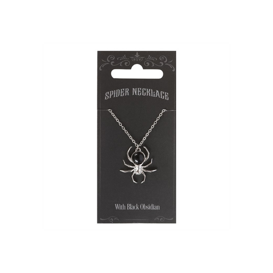 Black Obsidian Spider Pendant Necklace