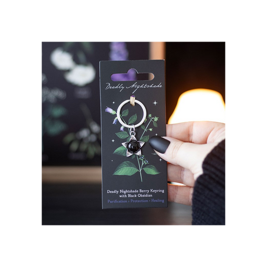 Deadly Nightshade Keyring with Black Obsidian