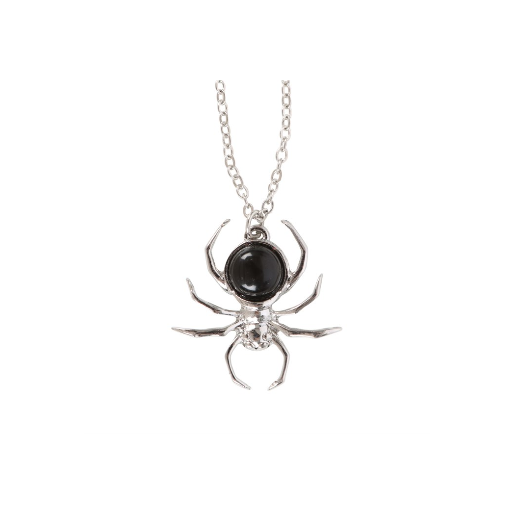 Black Obsidian Spider Pendant Necklace