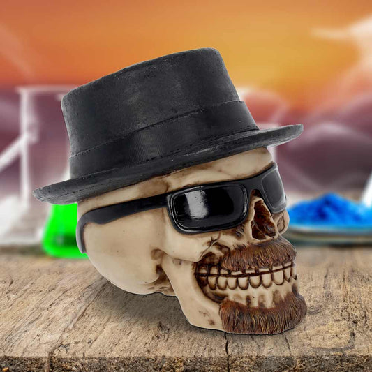 Small Badass Hat and Sunglasses Skull Figurine