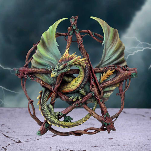 Anne Stokes Green Forest Pentagram Dragon Wall Plaque