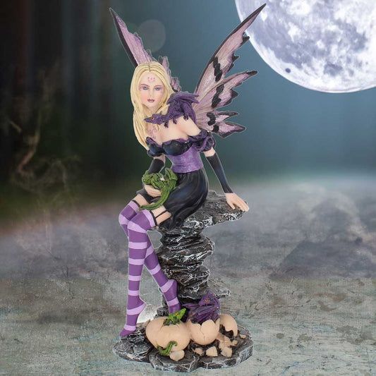 Amethyst and Hatchlings 25.5cm Purple Fairy and Baby Dragon Figurine
