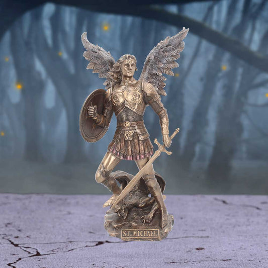 Bronzed Archangel Michael Religious Figurine 33cm
